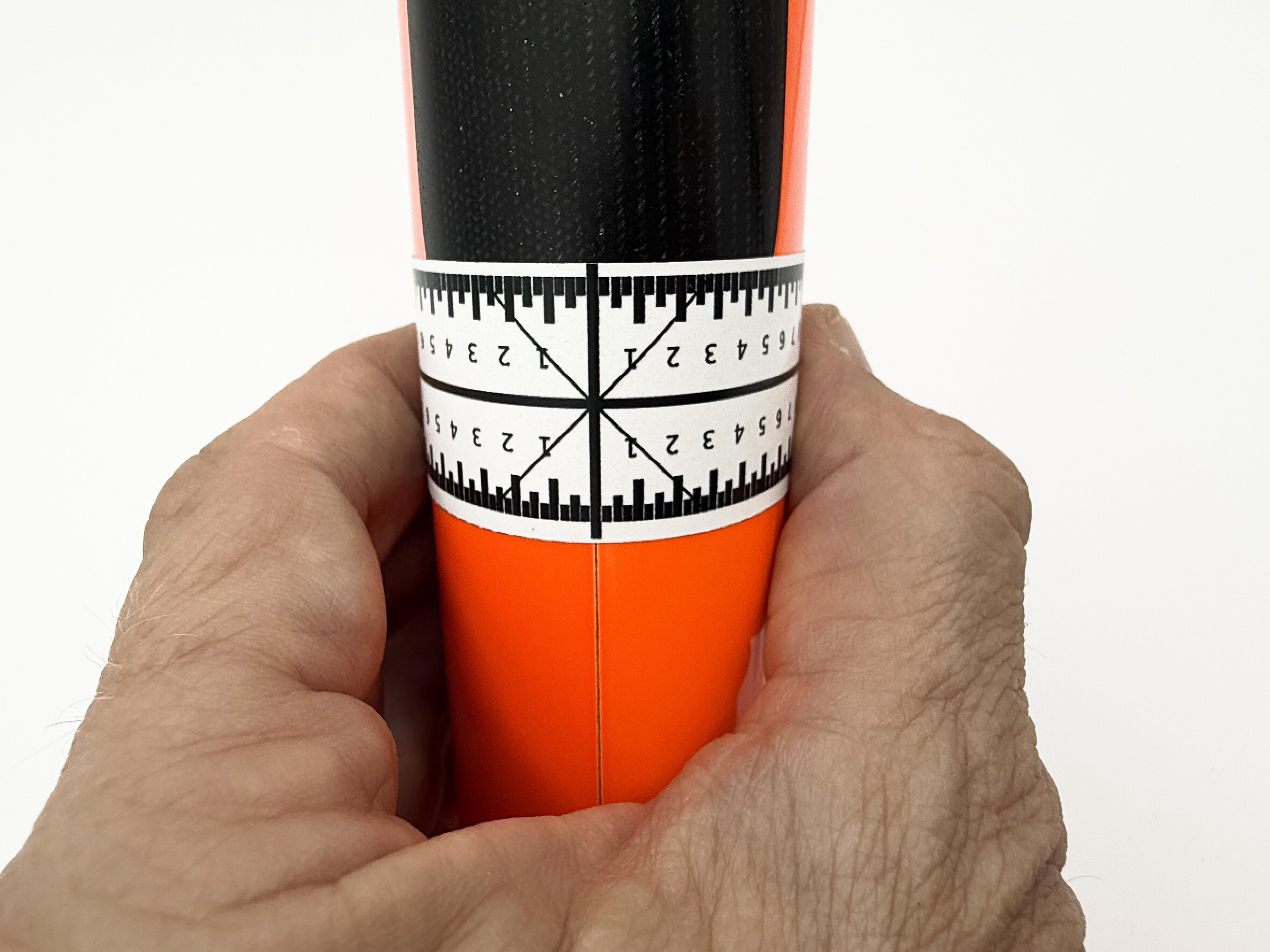 Line up the ruler's center crosshair
